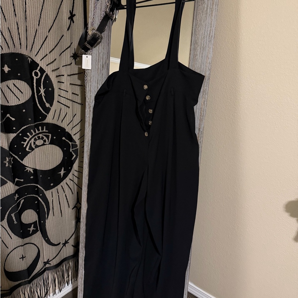 SHEIN Curve Black Suspender jumpsuit